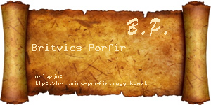 Britvics Porfir névjegykártya